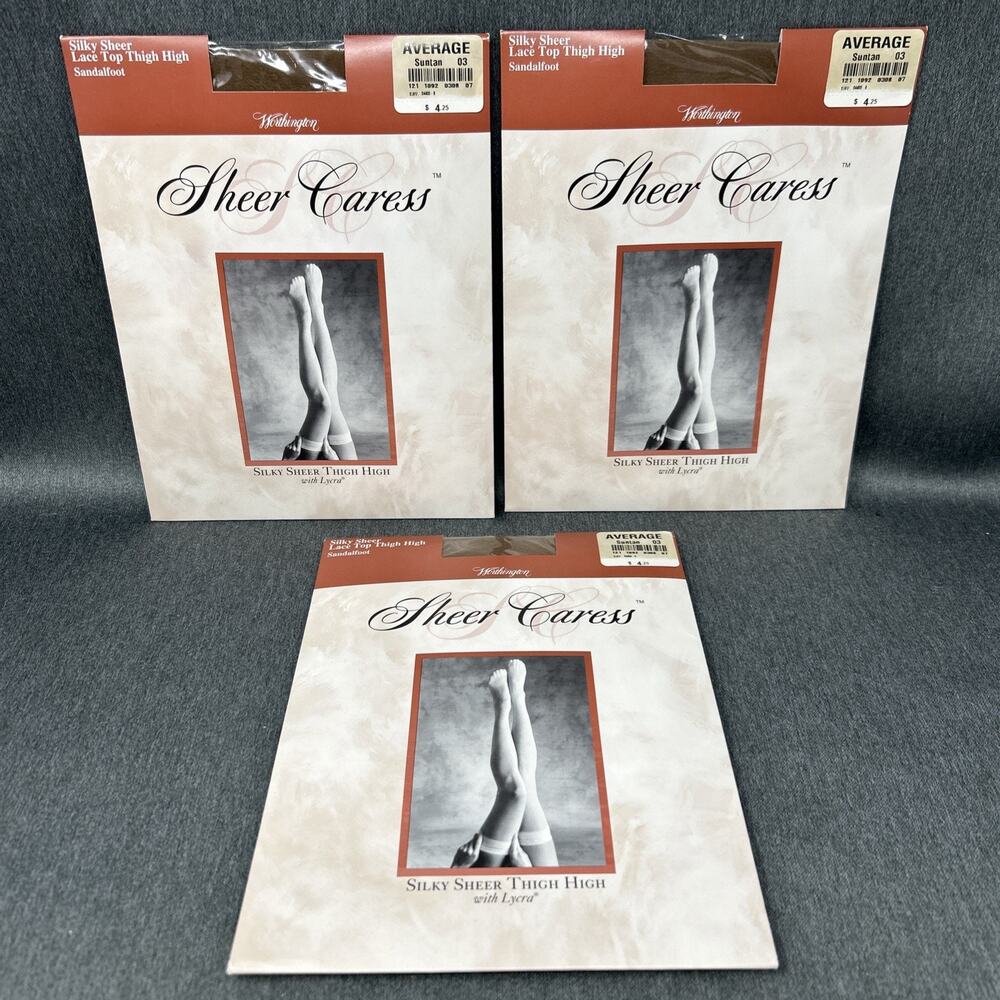 Worthington Sensible Sheers Lot of 3 Suntan 03 Silky Thigh Highs Average NEW